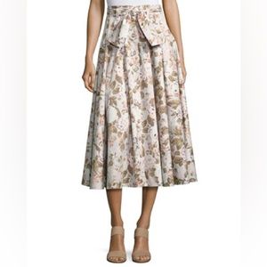 Rebecca Taylor Belted Floral Button Midi Skirt